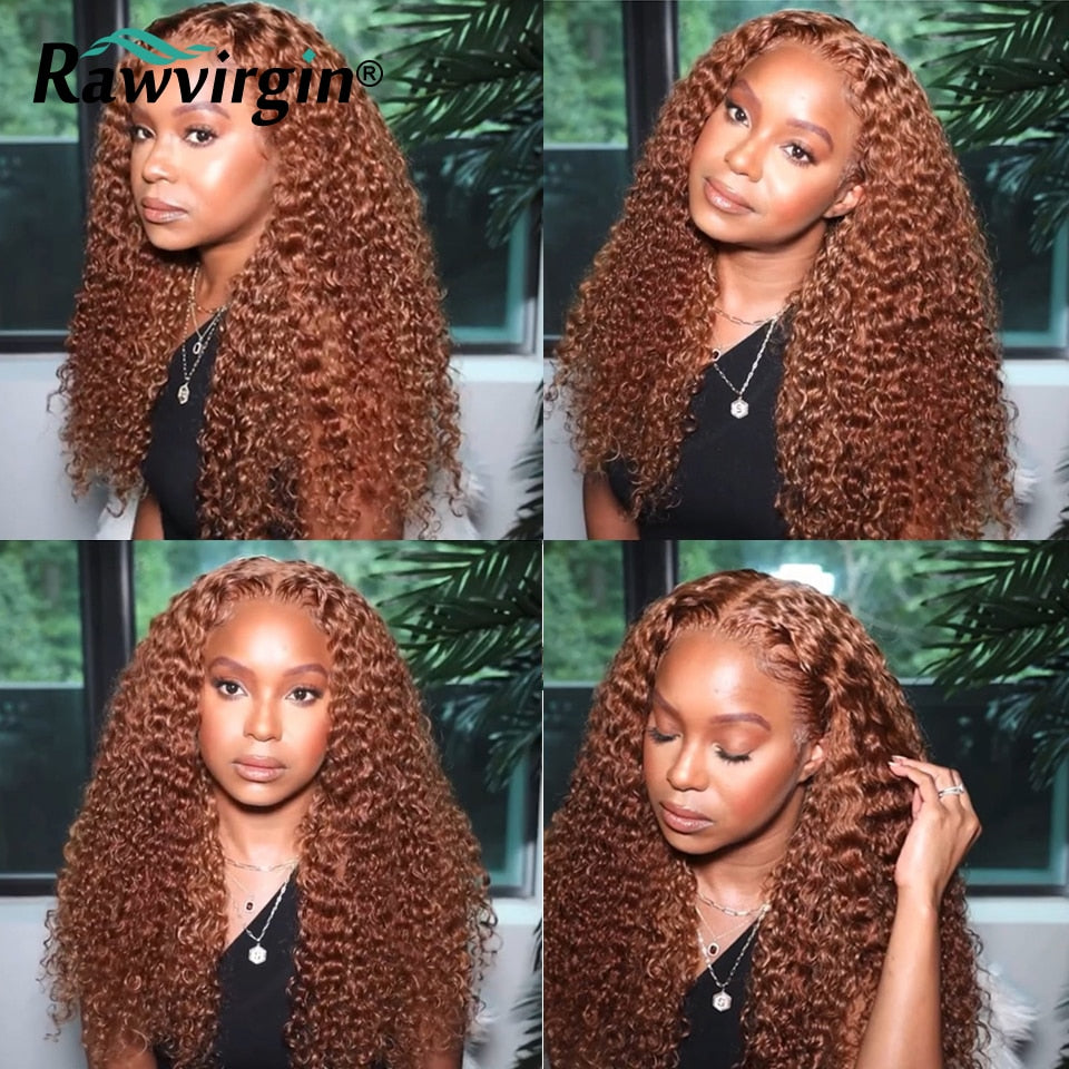 Curly 13x6 Ginger Brown Lace Front Wig  Brazilian Virgin HD Lace