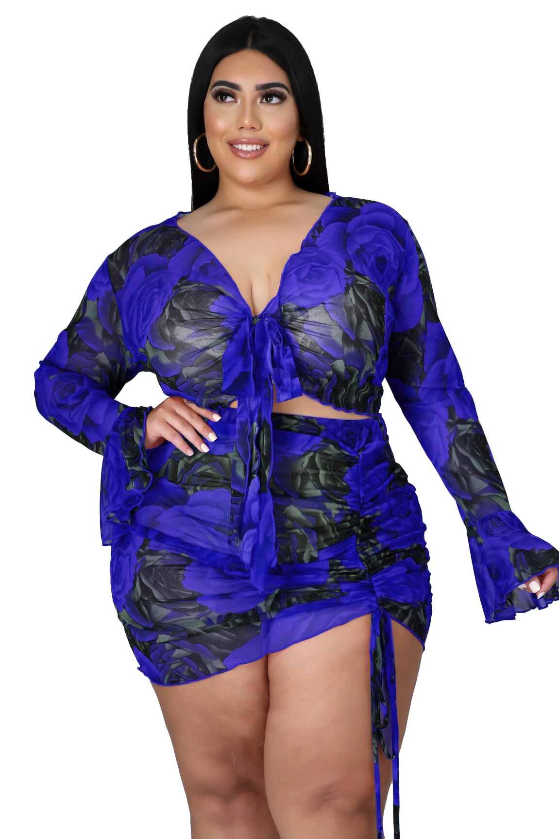 Plus Size Casual Two Piece Sets Newest O-neck Short Sleeve T-shirts + Elastic Waist A-line Mini Skirts