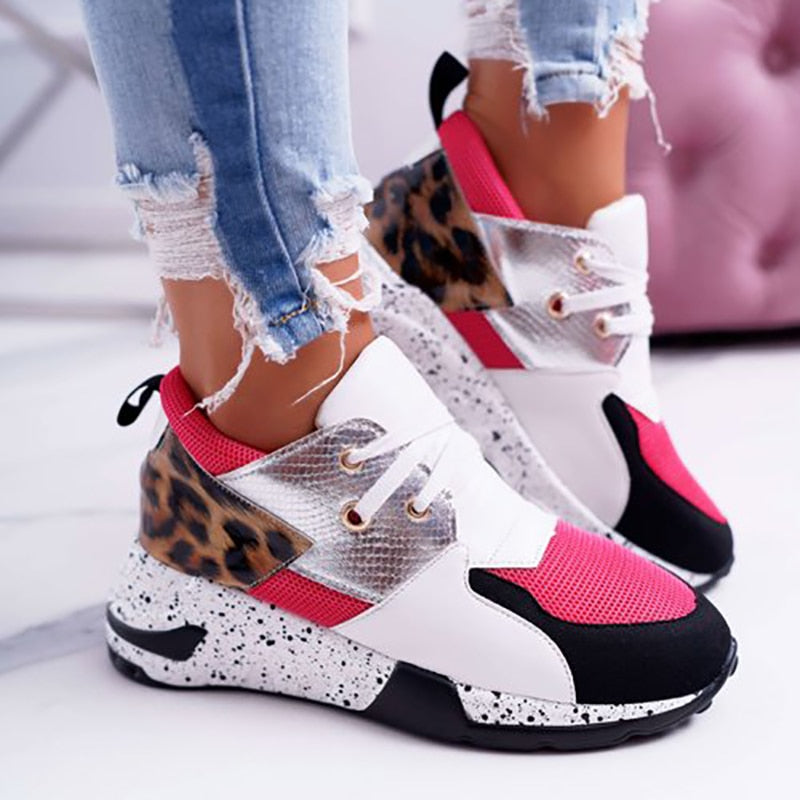 Women Sneakers Leopard Mesh Breath Women Running