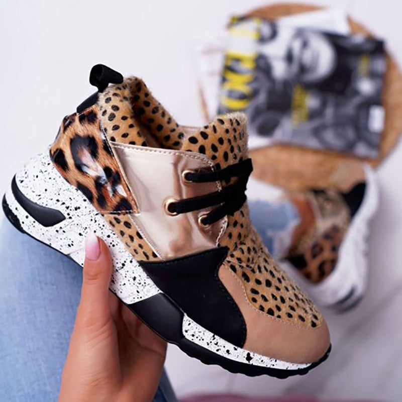 Women Sneakers Leopard Mesh Breath Women Running