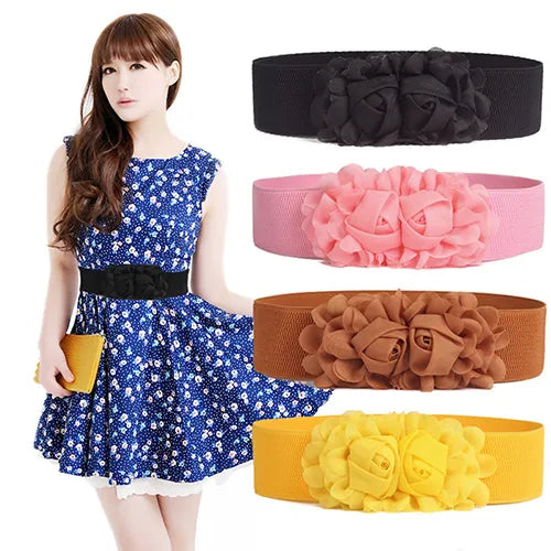 Solid Color Flower Waistband belts