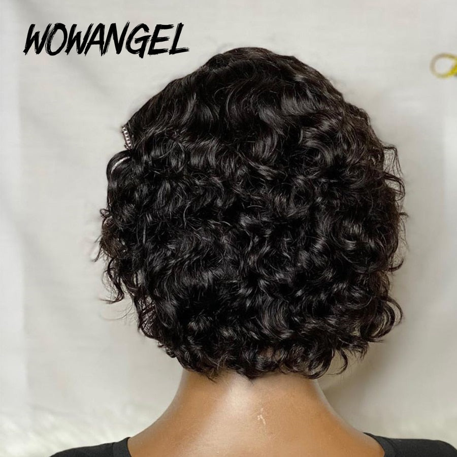 13x4 Lace Front Wigs Short Curly Pixie Cut Wig Human Hair Pre Plucked Bleached Knots Wigs Bob