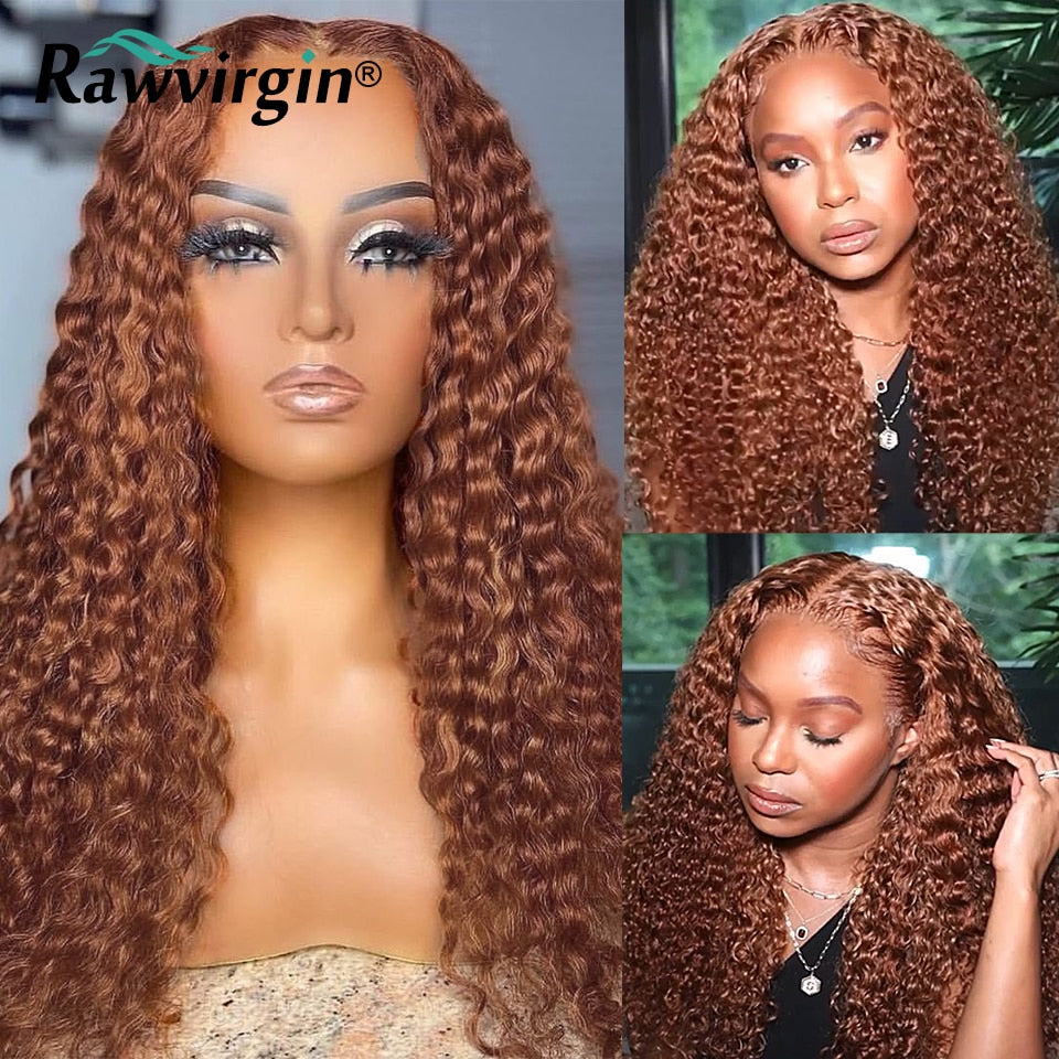 Curly 13x6 Ginger Brown Lace Front Wig  Brazilian Virgin HD Lace