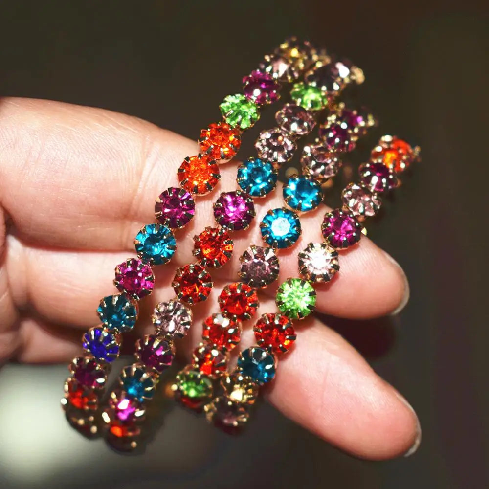 Multi-colors Rhinestone  Hoop Bohemian  Earrings