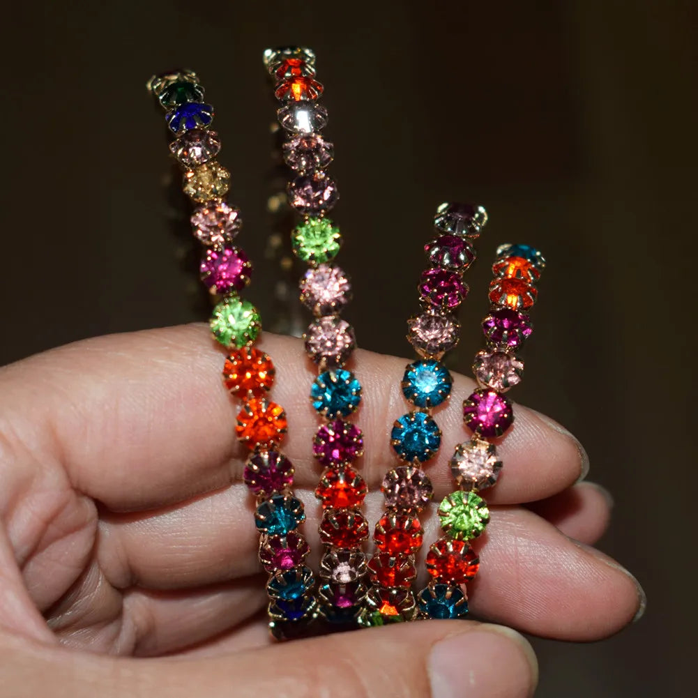 Multi-colors Rhinestone  Hoop Bohemian  Earrings