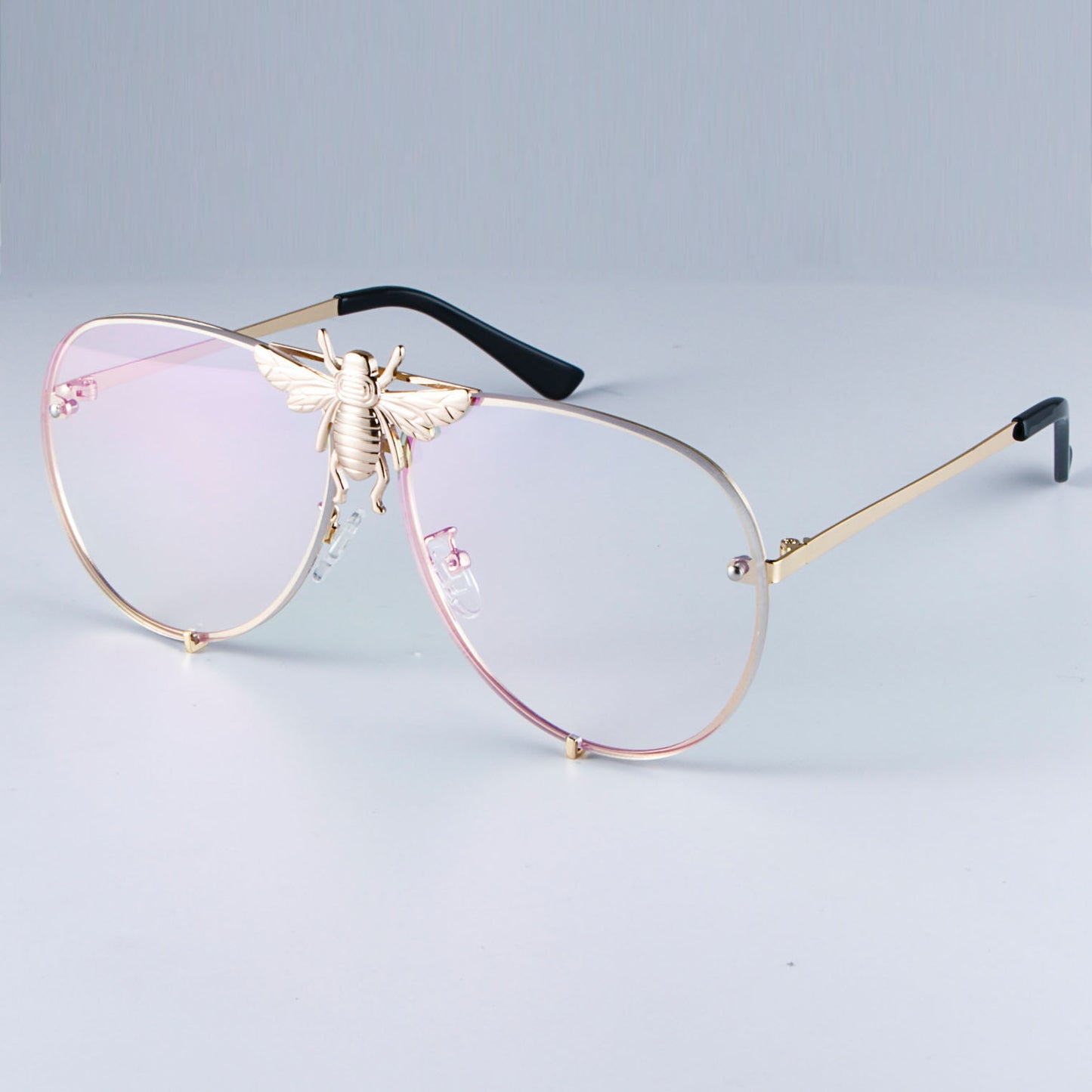 Luxury Metal Big Bee Pilot Sunglasses Gradient Lenses