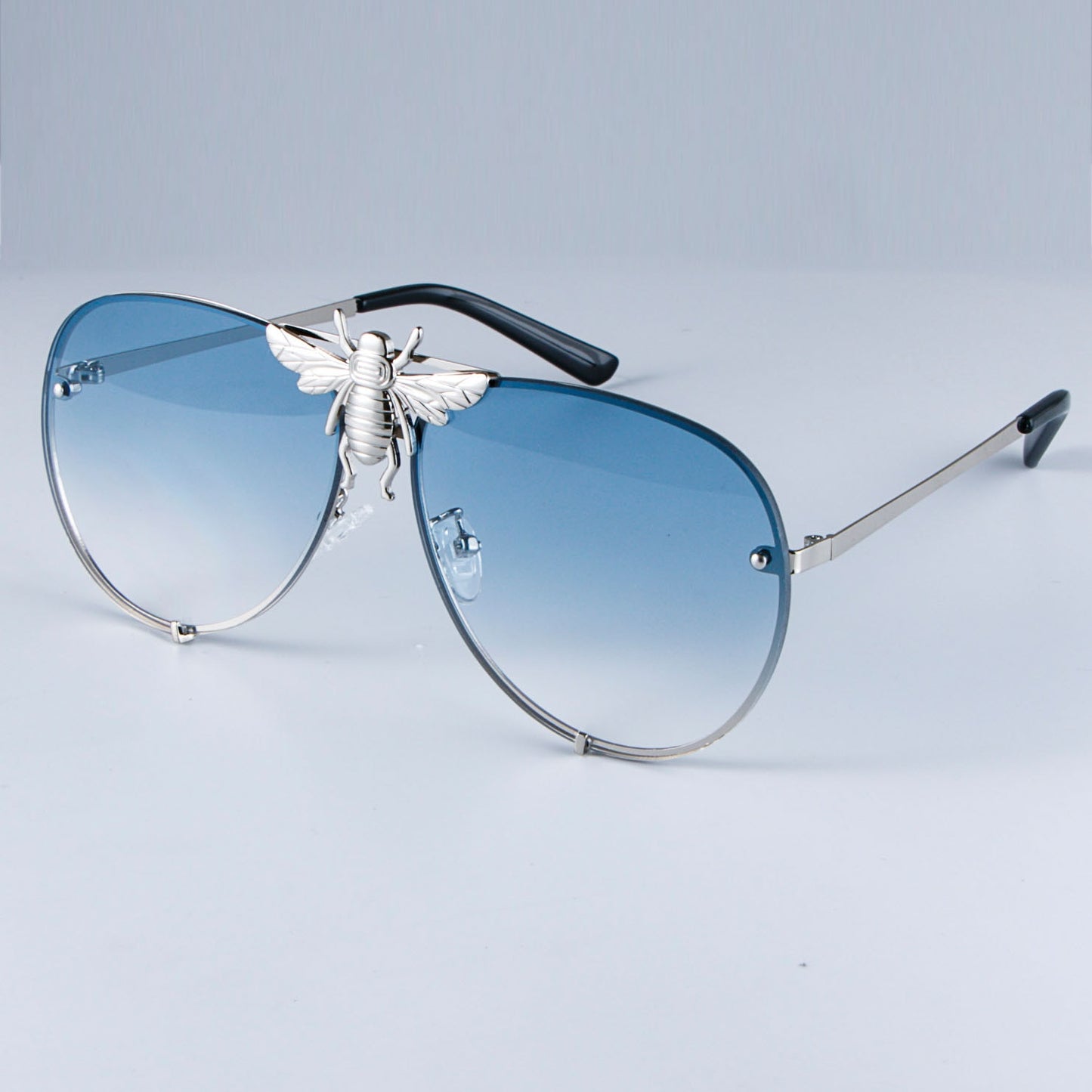 Luxury Metal Big Bee Pilot Sunglasses Gradient Lenses