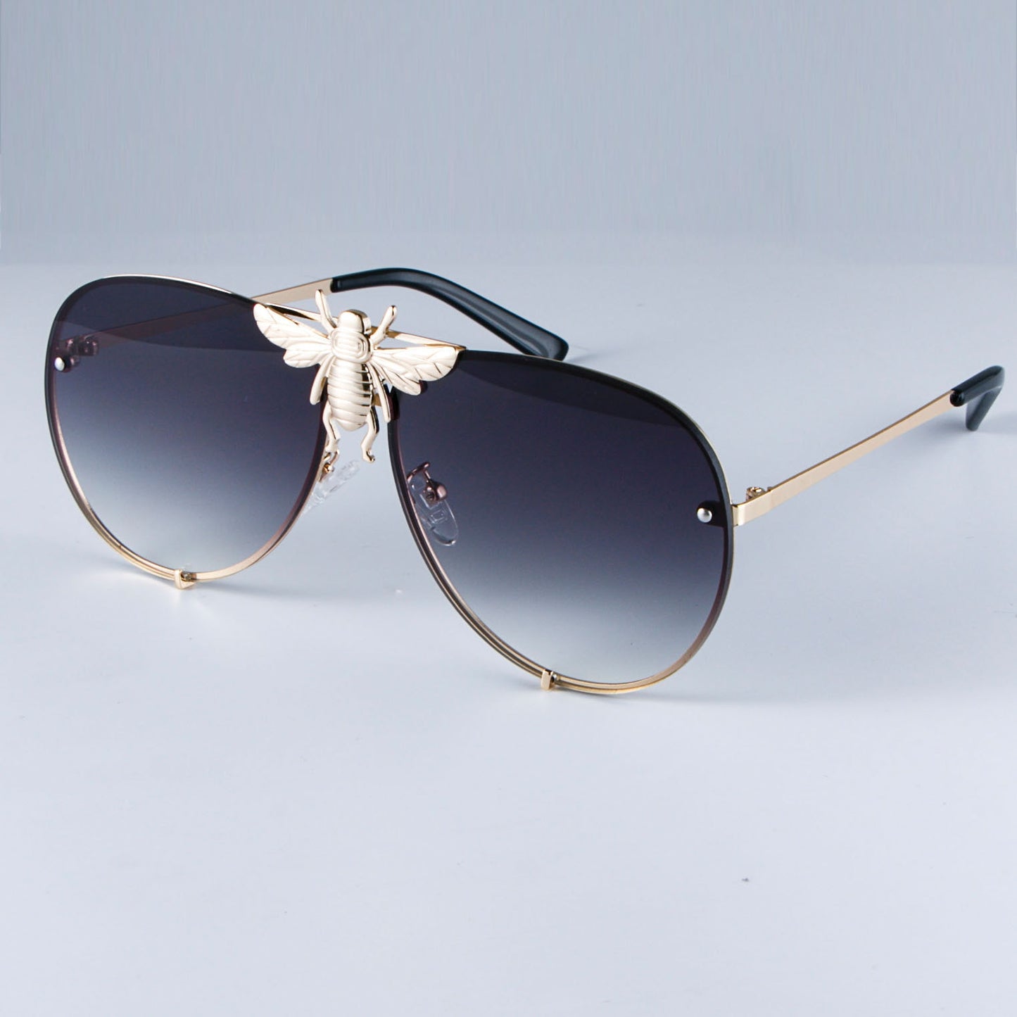 Luxury Metal Big Bee Pilot Sunglasses Gradient Lenses