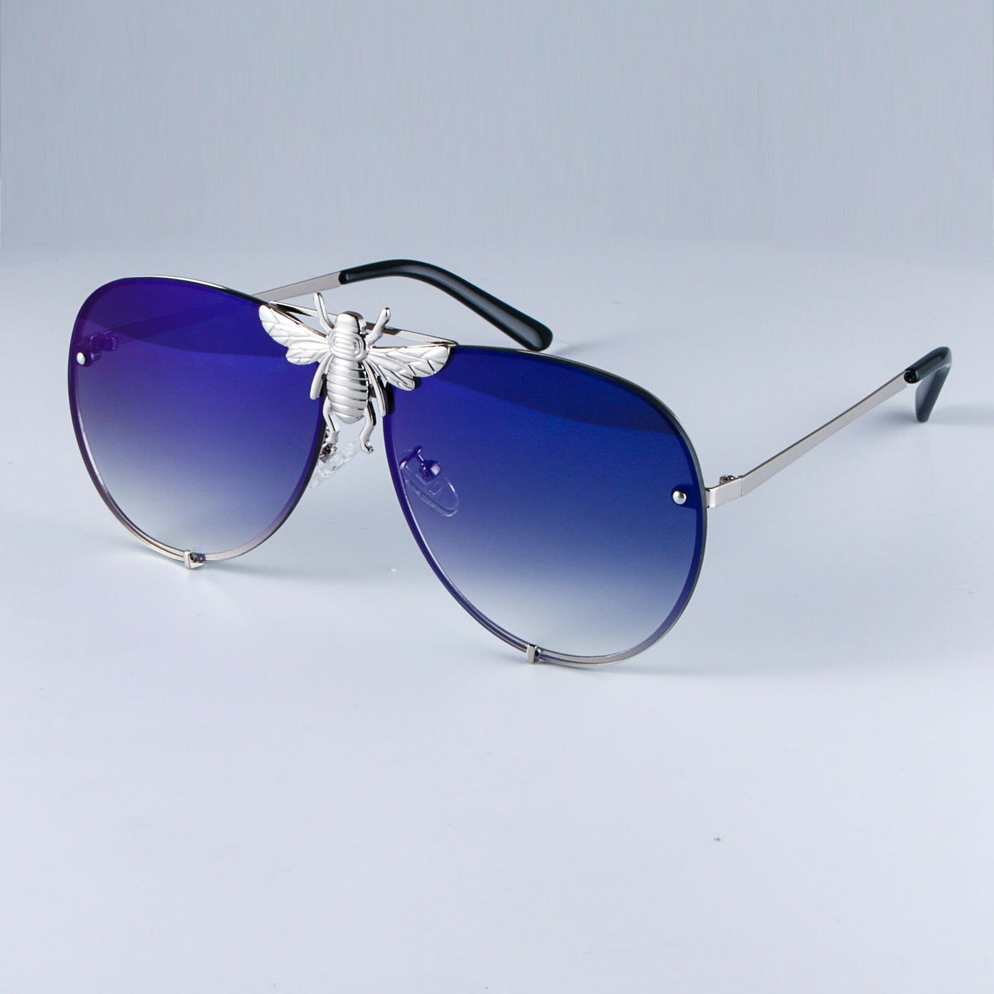 Luxury Metal Big Bee Pilot Sunglasses Gradient Lenses