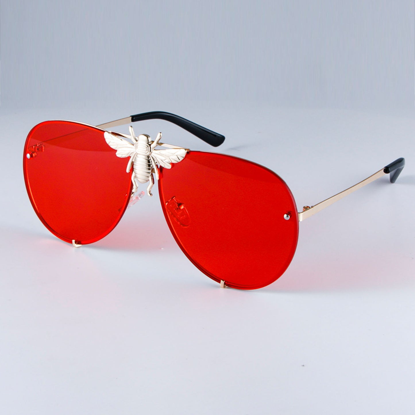 Luxury Metal Big Bee Pilot Sunglasses Gradient Lenses