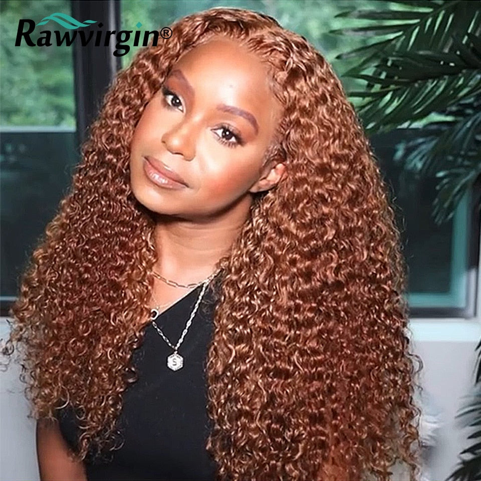 Curly 13x6 Ginger Brown Lace Front Wig  Brazilian Virgin HD Lace