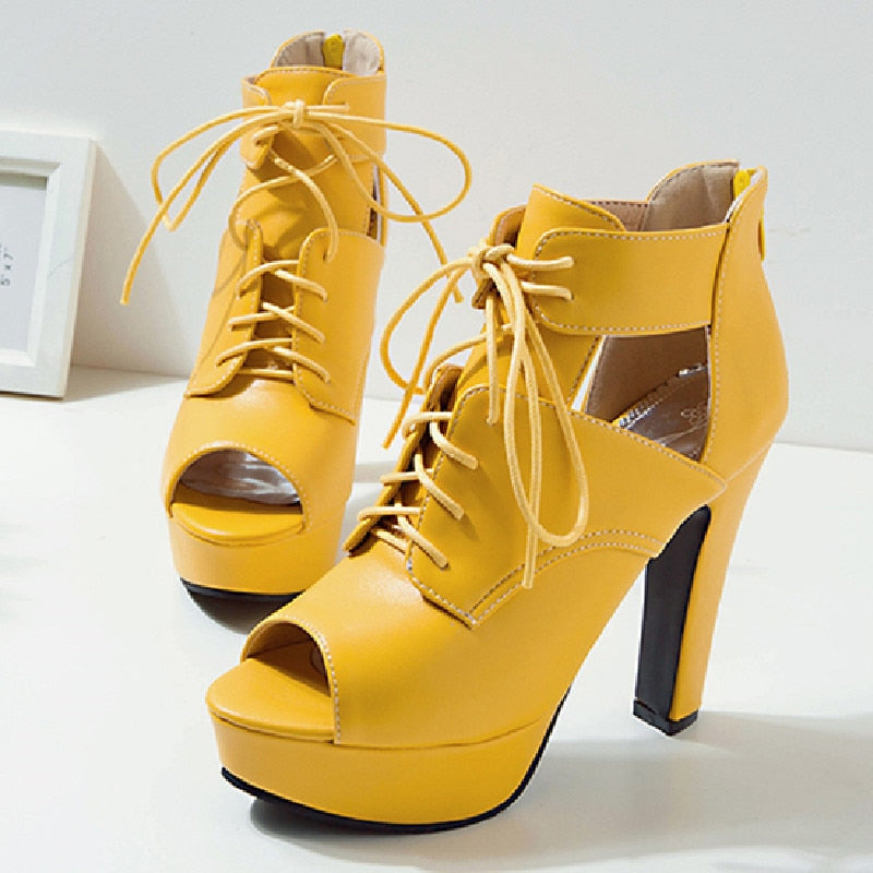 Peep Toe Ankle Boots For Women