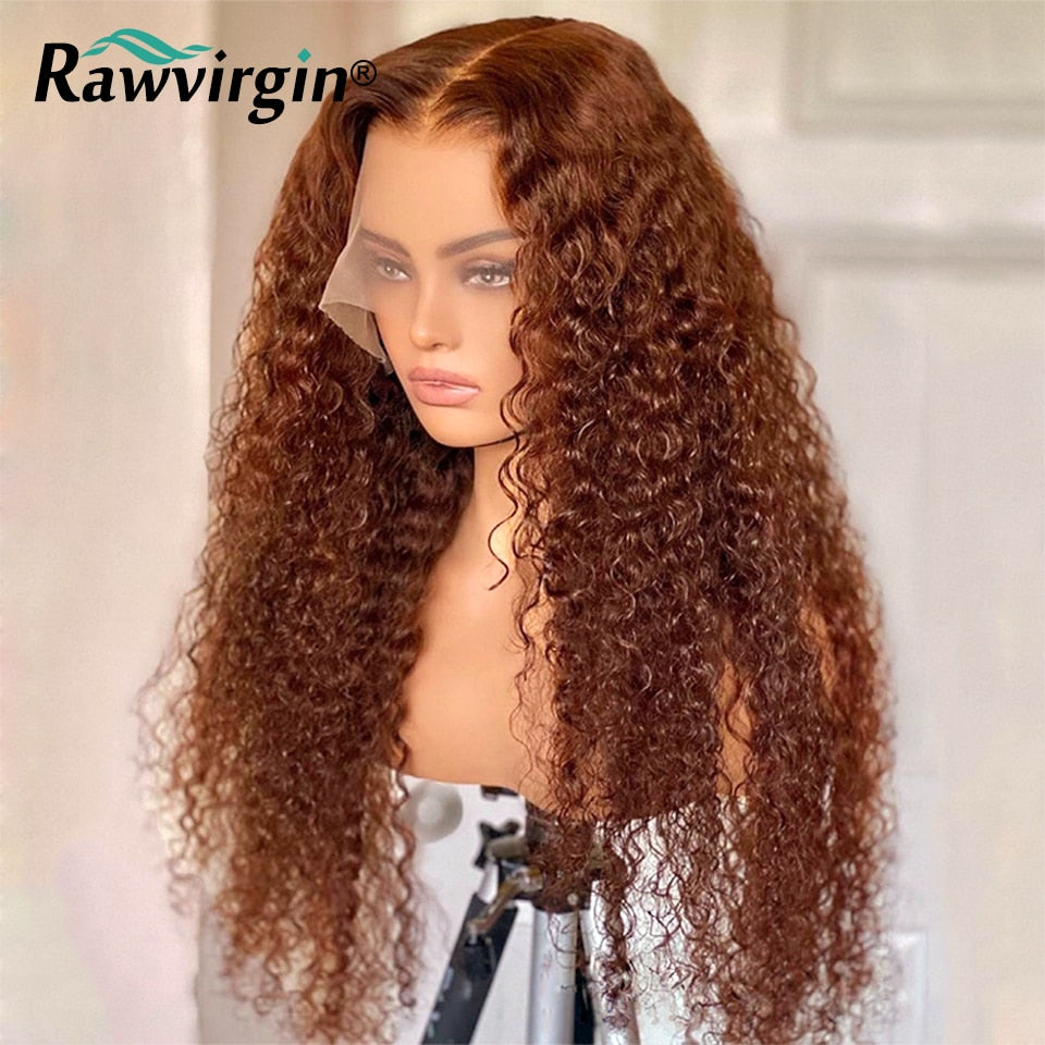 Curly 13x6 Ginger Brown Lace Front Wig  Brazilian Virgin HD Lace