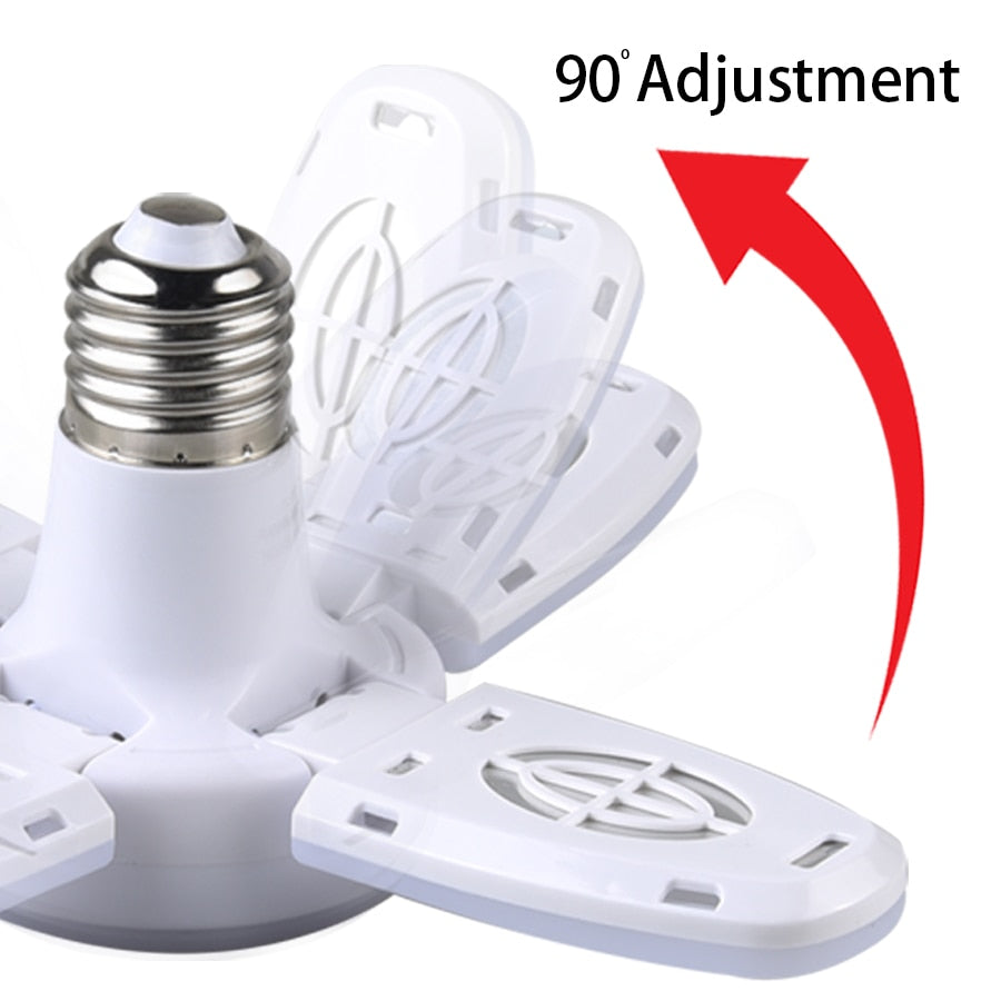 E27 LED Bulb Fan Blade Timing Lamp AC85-265V 28W Foldable Led Light Bulb  With Remote Controller
