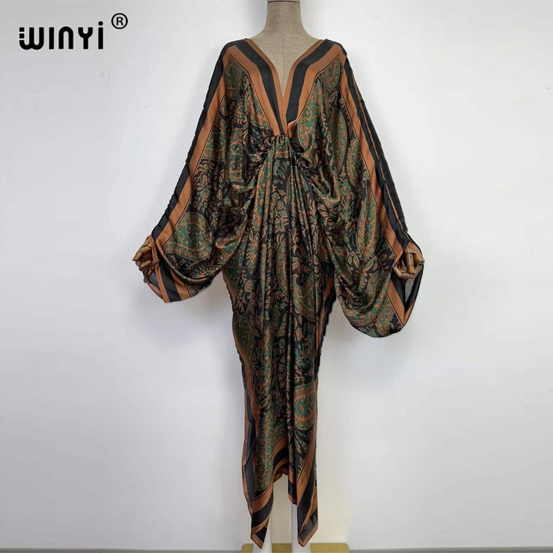 Sexy high-quality hand-rolled  V-neck Bohemian dress