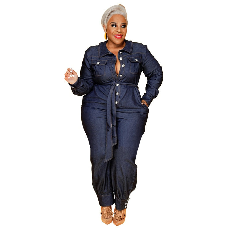 Plus Size Women Jean Jumpsuit