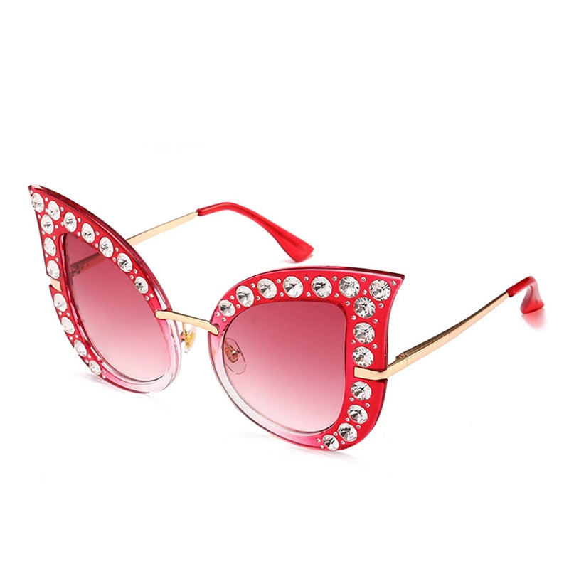 Oversized Cat Eye Full Diamond Fashion  Sunglasses