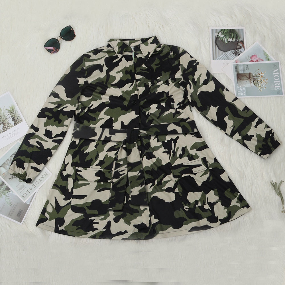 Plus Size Women Tops Camo Print Shirt