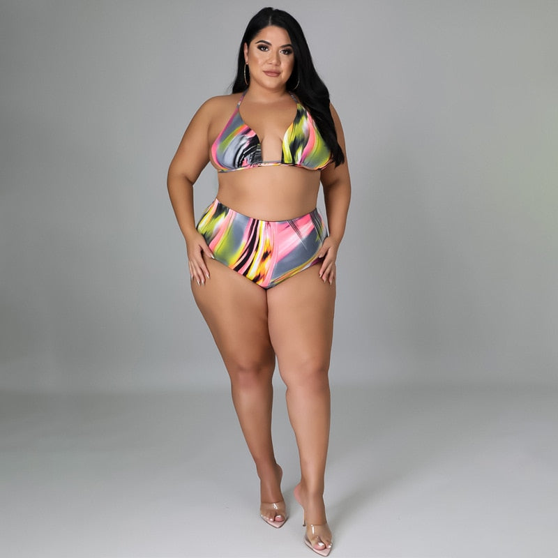 Plus Size Sets For Women Striped Bra Tops And Pants