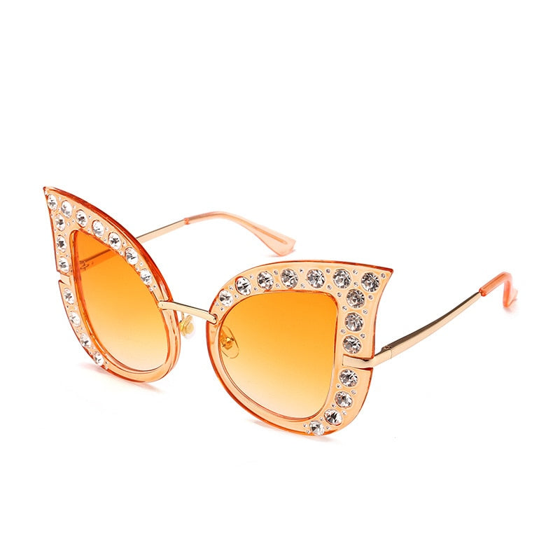 Oversized Cat Eye Full Diamond Fashion  Sunglasses