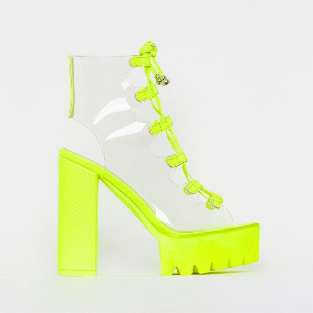 PVC Jelly Sandals Open Toe Lace-up Gladiator High Heels