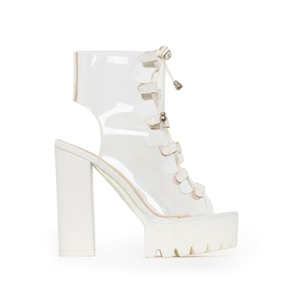 PVC Jelly Sandals Open Toe Lace-up Gladiator High Heels