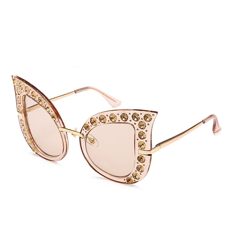 Oversized Cat Eye Full Diamond Fashion  Sunglasses