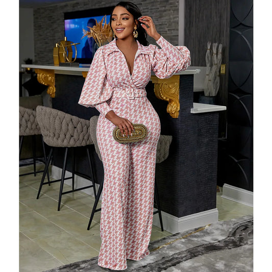 Grid Print Two Pieces Top And Pants Suits