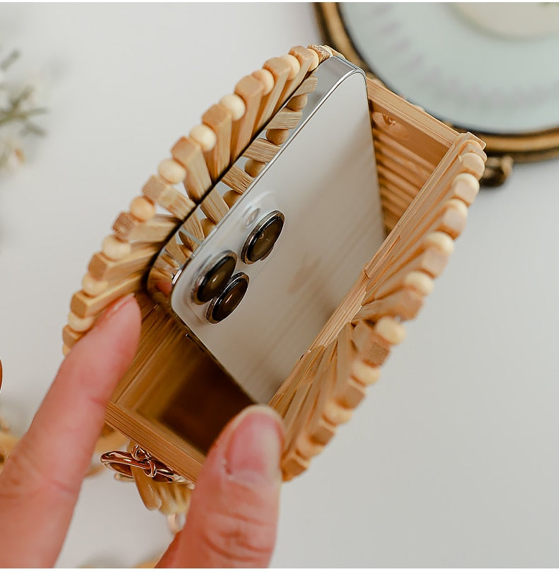 Vintage Bamboo Box Shaped Purses