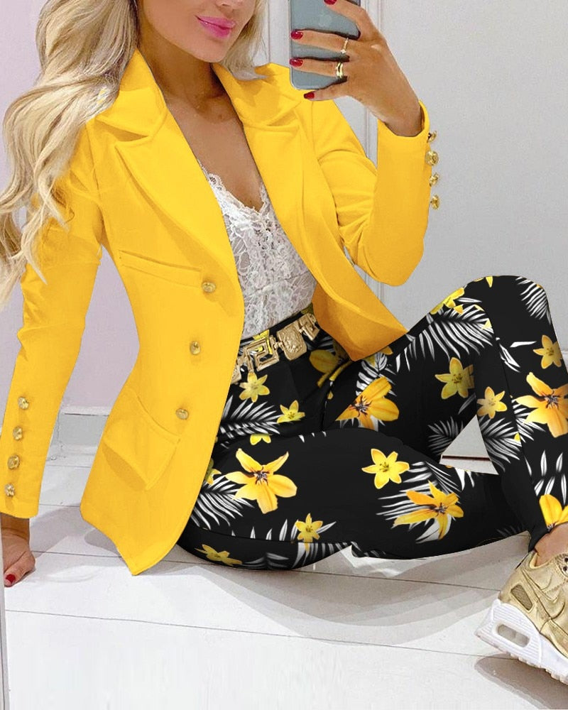 Blazer Suit and Pants Two 2 Piece Set for Women