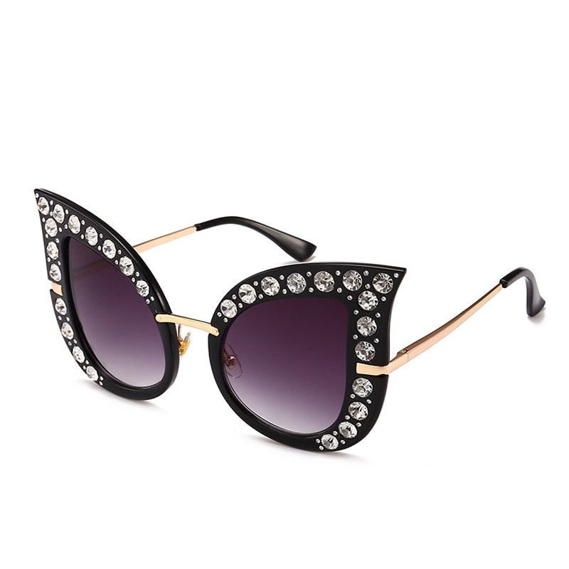 Oversized Cat Eye Full Diamond Fashion  Sunglasses