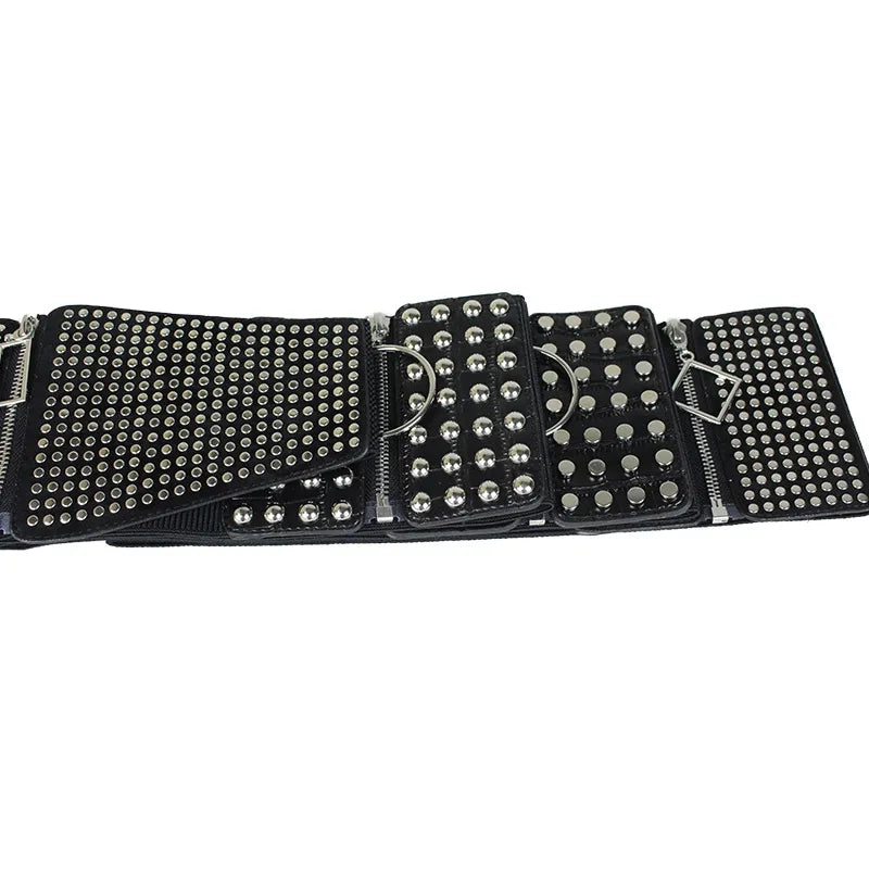 Black Wide Waistband Zipper Waist Belt