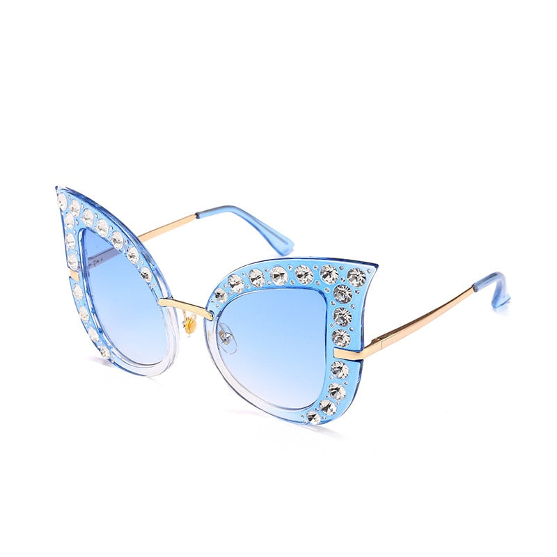 Oversized Cat Eye Full Diamond Fashion  Sunglasses