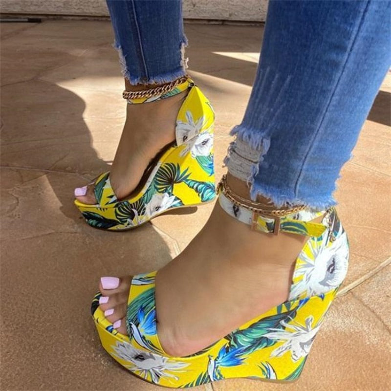 Women High Heels Buckle Ankle Strap Sandals