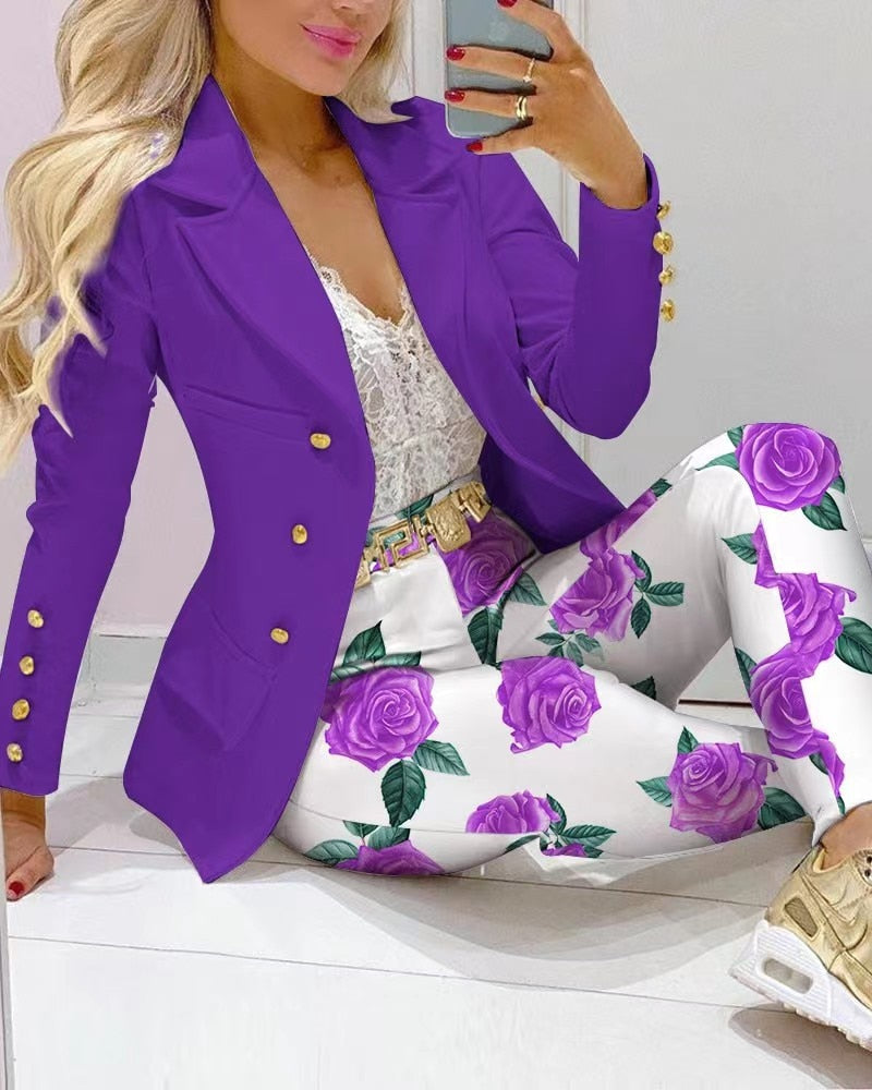 Blazer Suit and Pants Two 2 Piece Set for Women