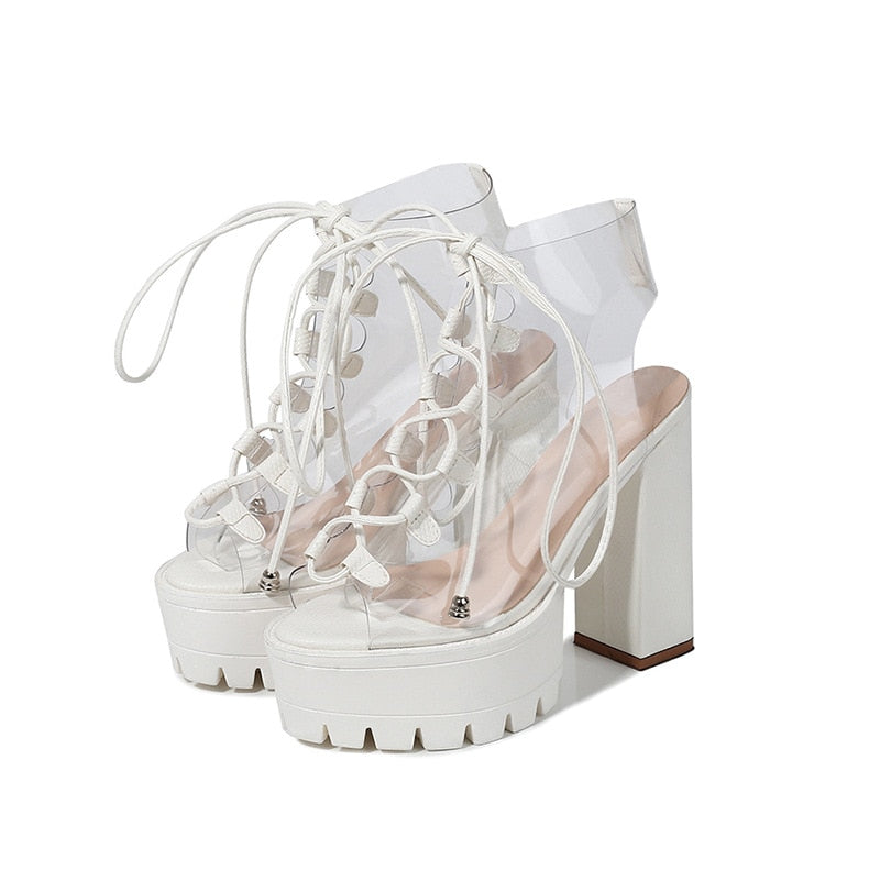 High Boots Transparent Pvc Thick Ankle Boots