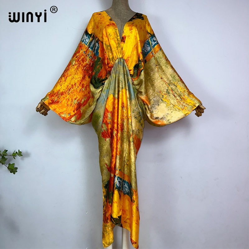 Sexy high-quality hand-rolled  V-neck Bohemian dress