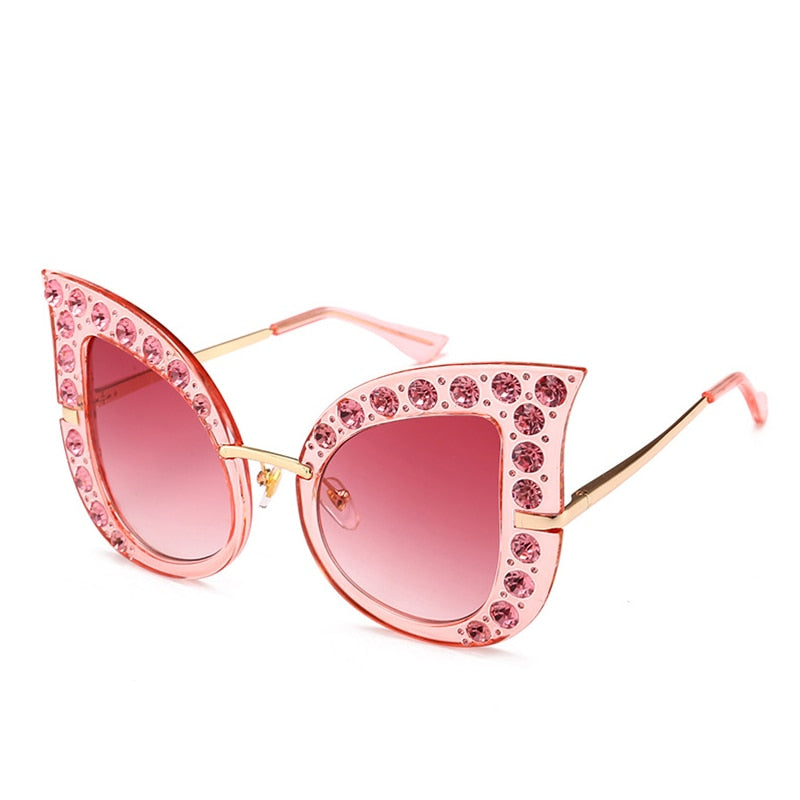 Oversized Cat Eye Full Diamond Fashion  Sunglasses