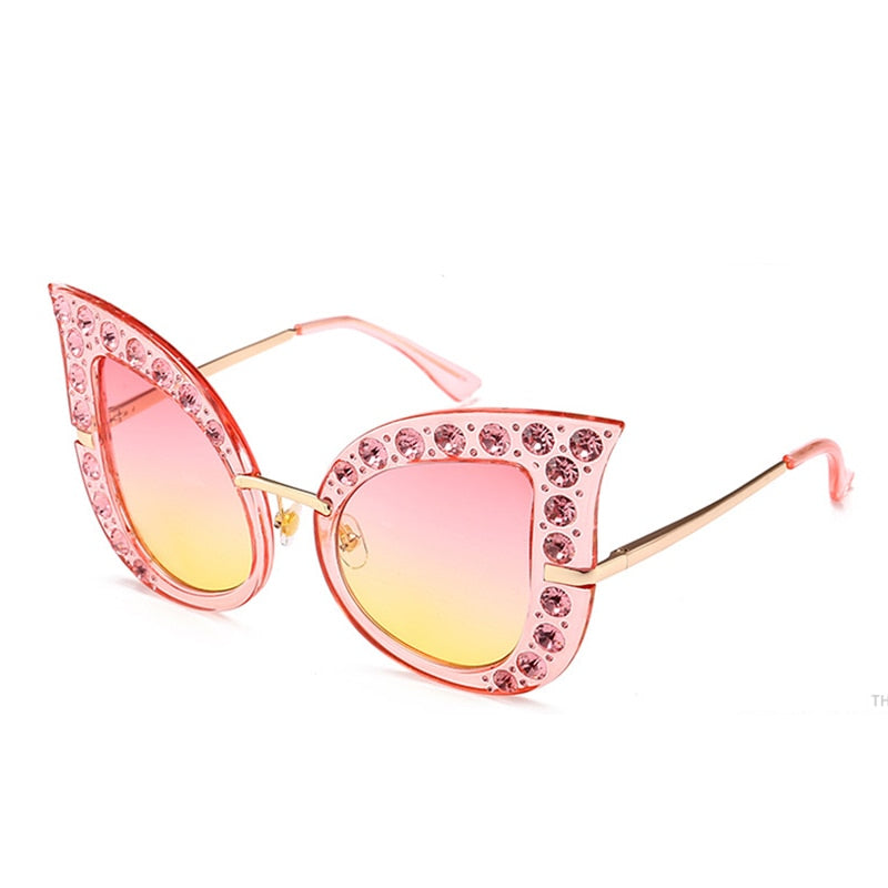 Oversized Cat Eye Full Diamond Fashion  Sunglasses