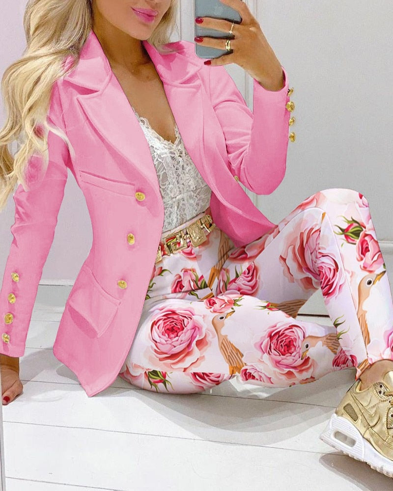 Blazer Suit and Pants Two 2 Piece Set for Women