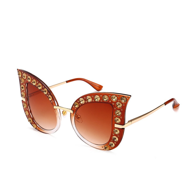 Oversized Cat Eye Full Diamond Fashion  Sunglasses