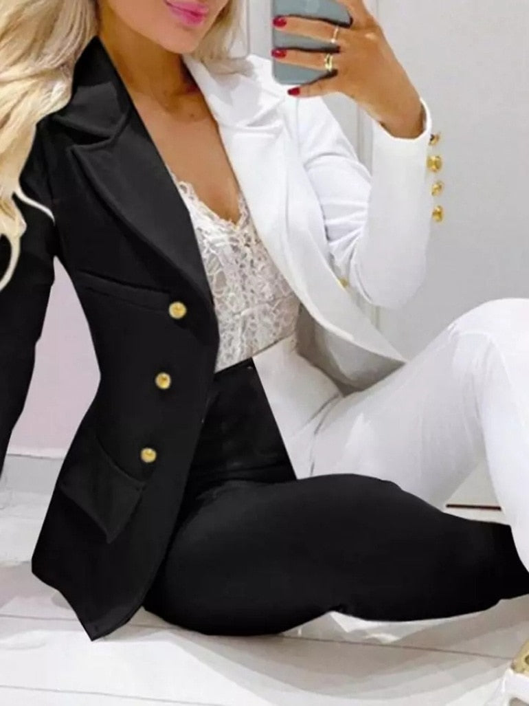 Blazer Suit and Pants Two 2 Piece Set for Women