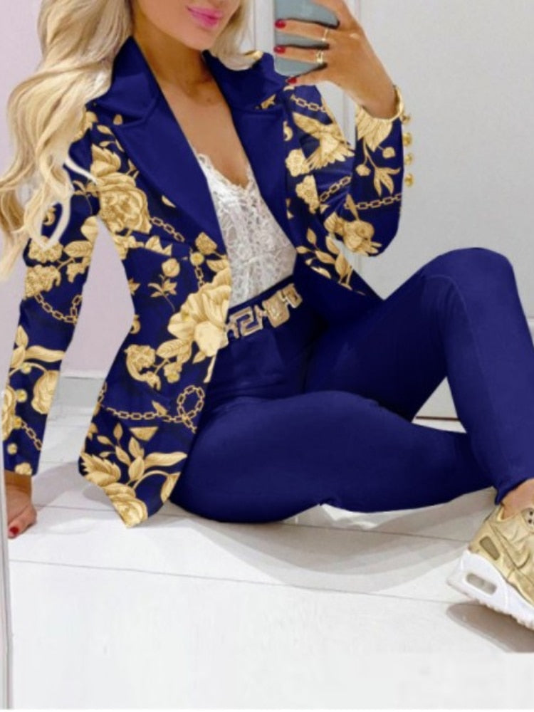 Blazer Suit and Pants Two 2 Piece Set for Women