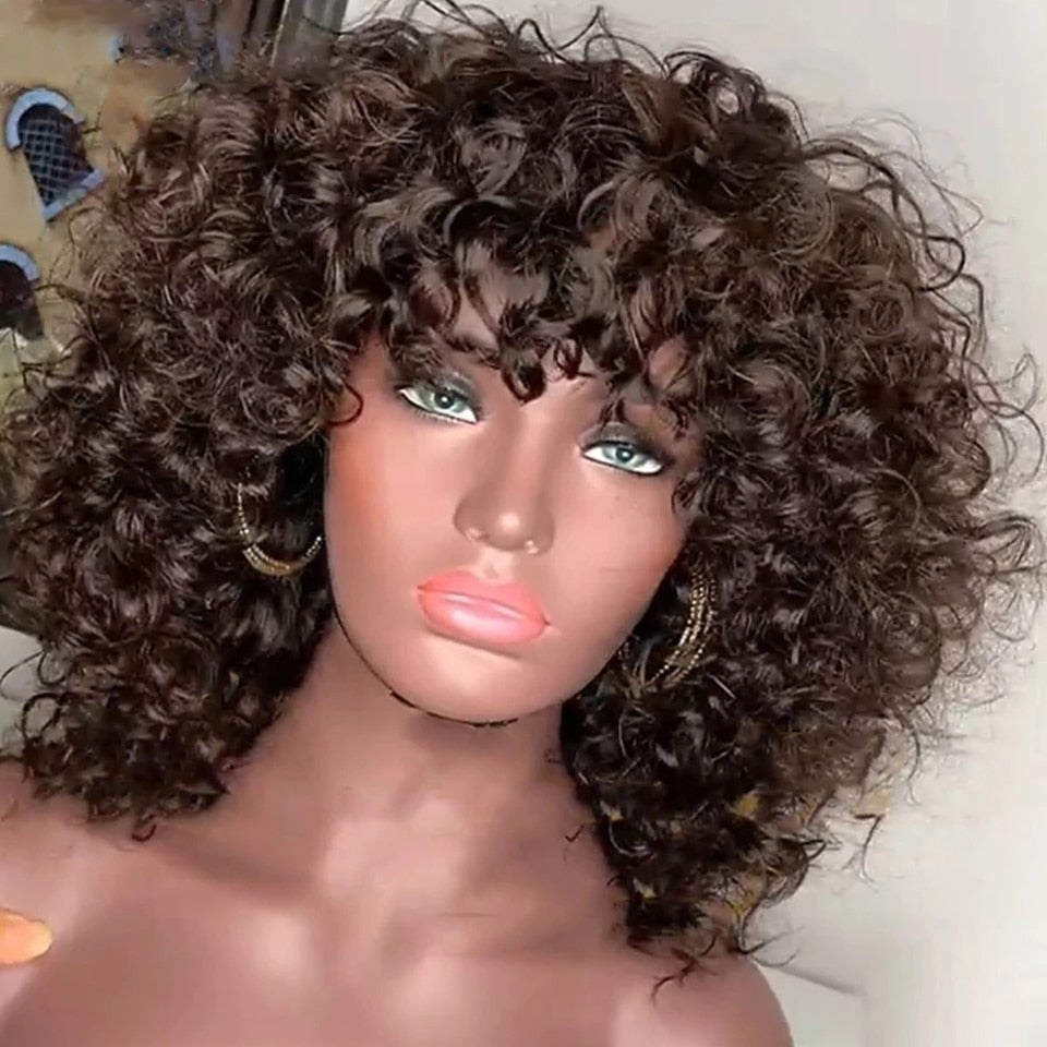 Rose Curly Fumi Human Hair Wig With Bangs