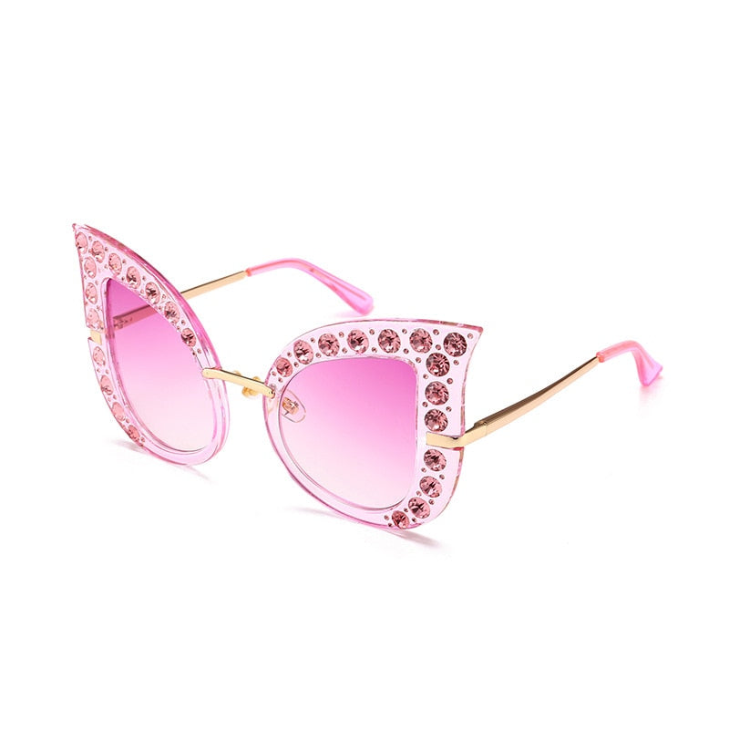 Oversized Cat Eye Full Diamond Fashion  Sunglasses