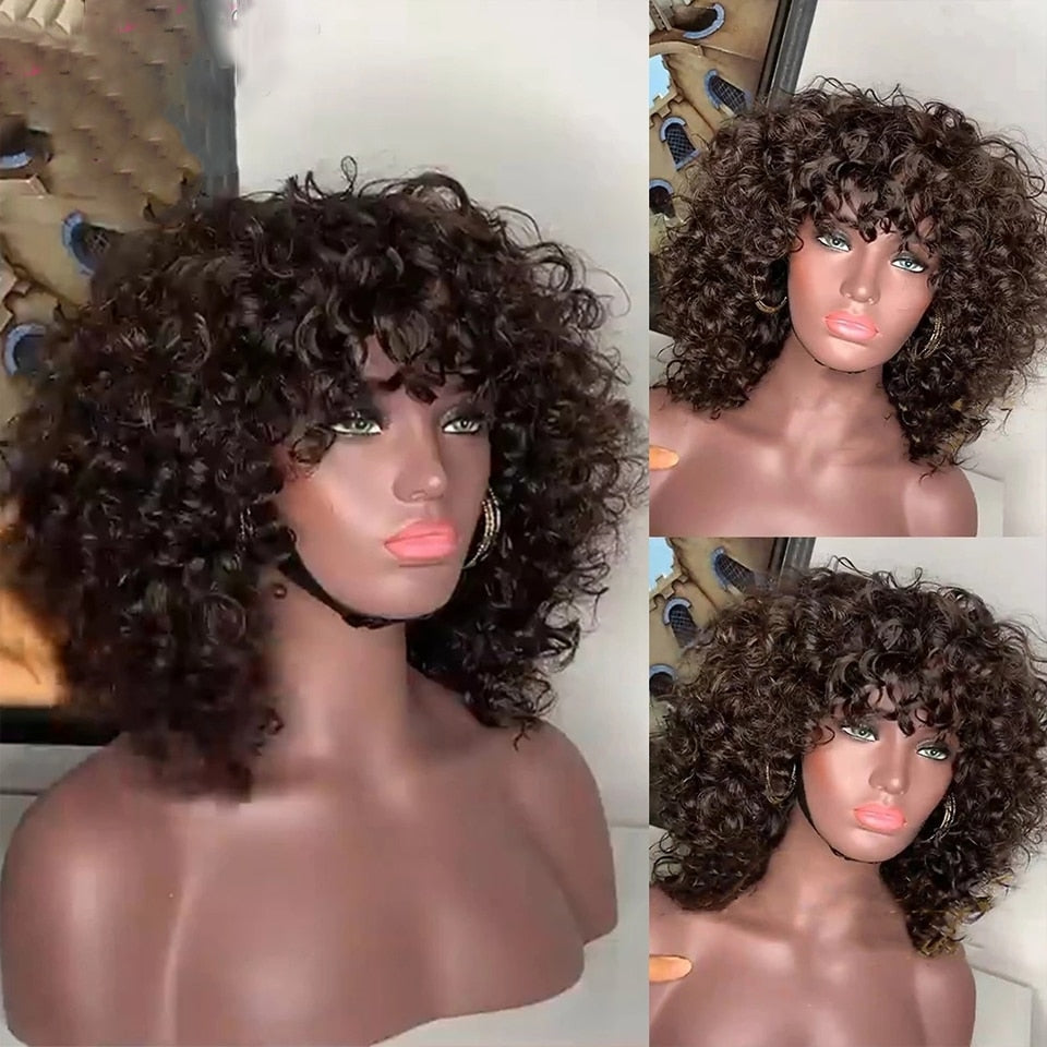 Rose Curly Fumi Human Hair Wig With Bangs