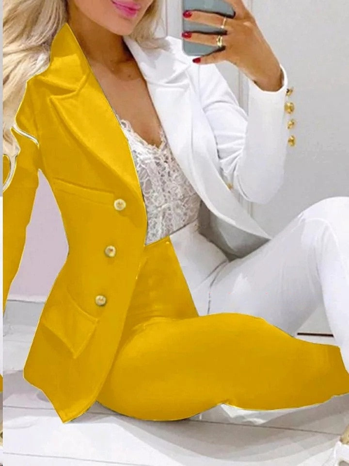 Blazer Suit and Pants Two 2 Piece Set for Women