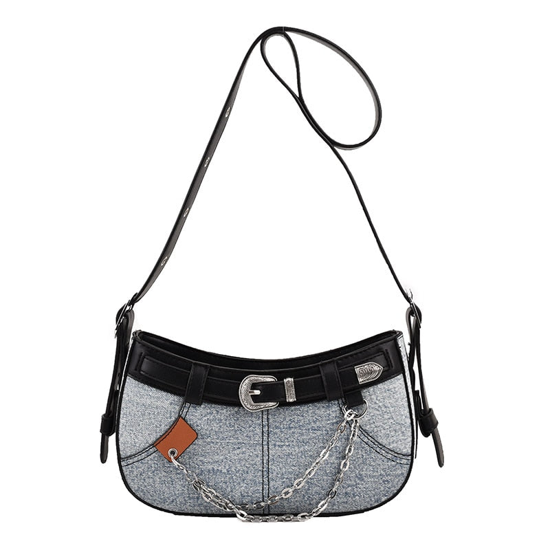 Denim Women Underarm Shoulder Side Bag