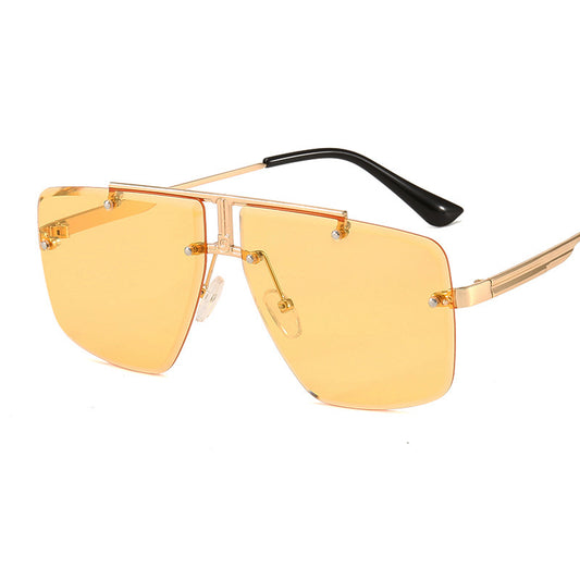 Rimless Sunglasses Fashion Casual Polarized Sunglasses Personalized Big-frame Glasses