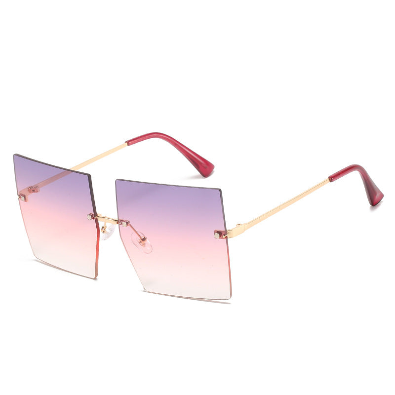 Square Frameless Metal Sunglasses Women's European and American Hot Style Fashion Stars Same Sunglasses